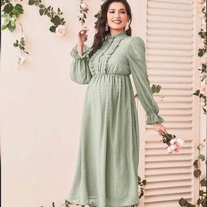 Shein Maternity Ruffle Swiss Dot Dress